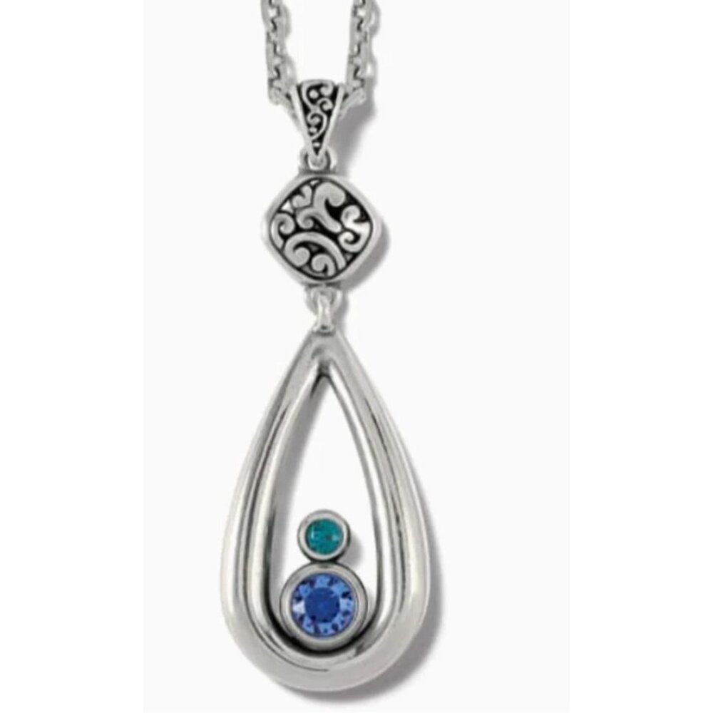 Brighton Elora Gems Teardrop Green Blue Crystal Silver Necklace JM7348 $84 NWT